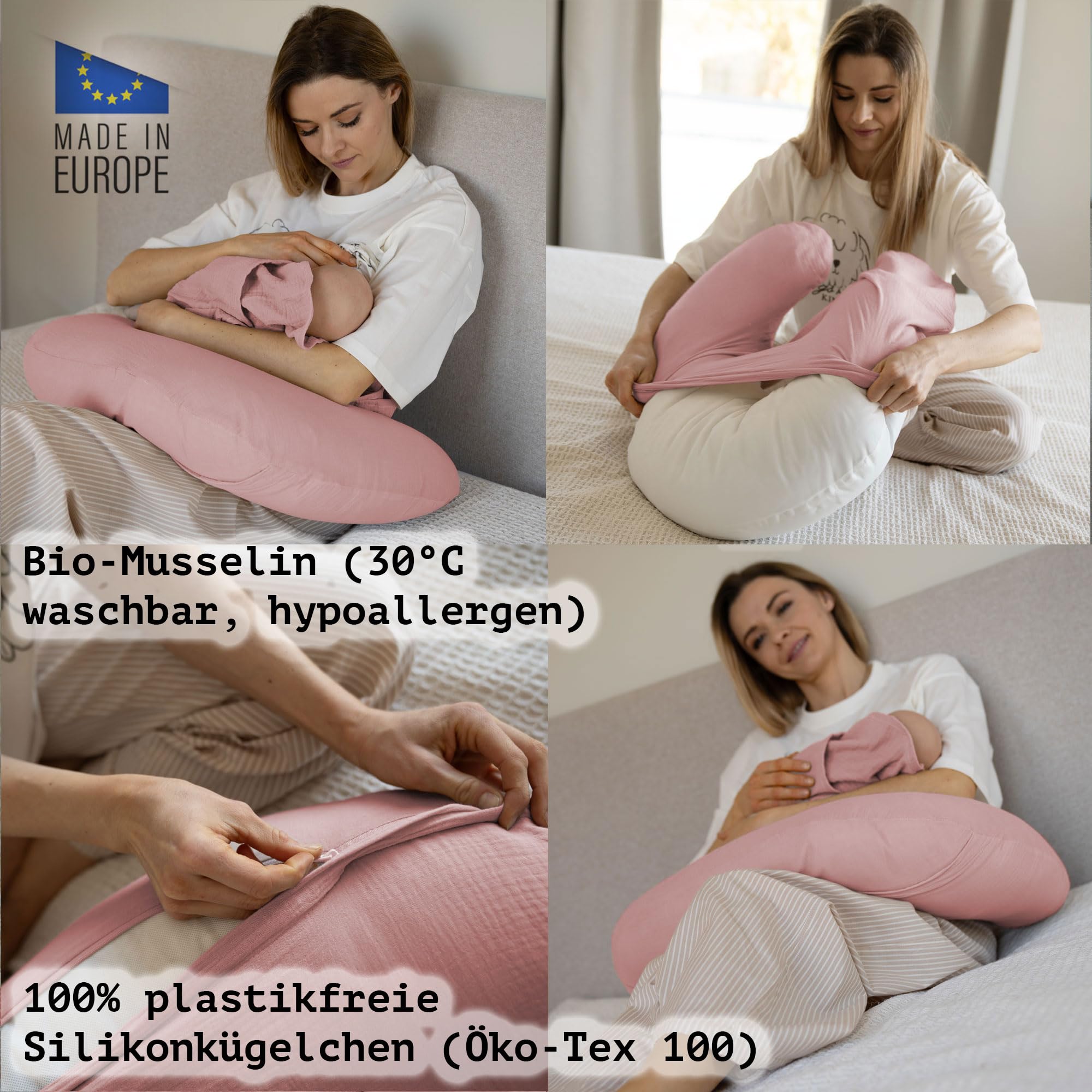 Voedingskussen - 100% katoen - 80 cm - crème geruit