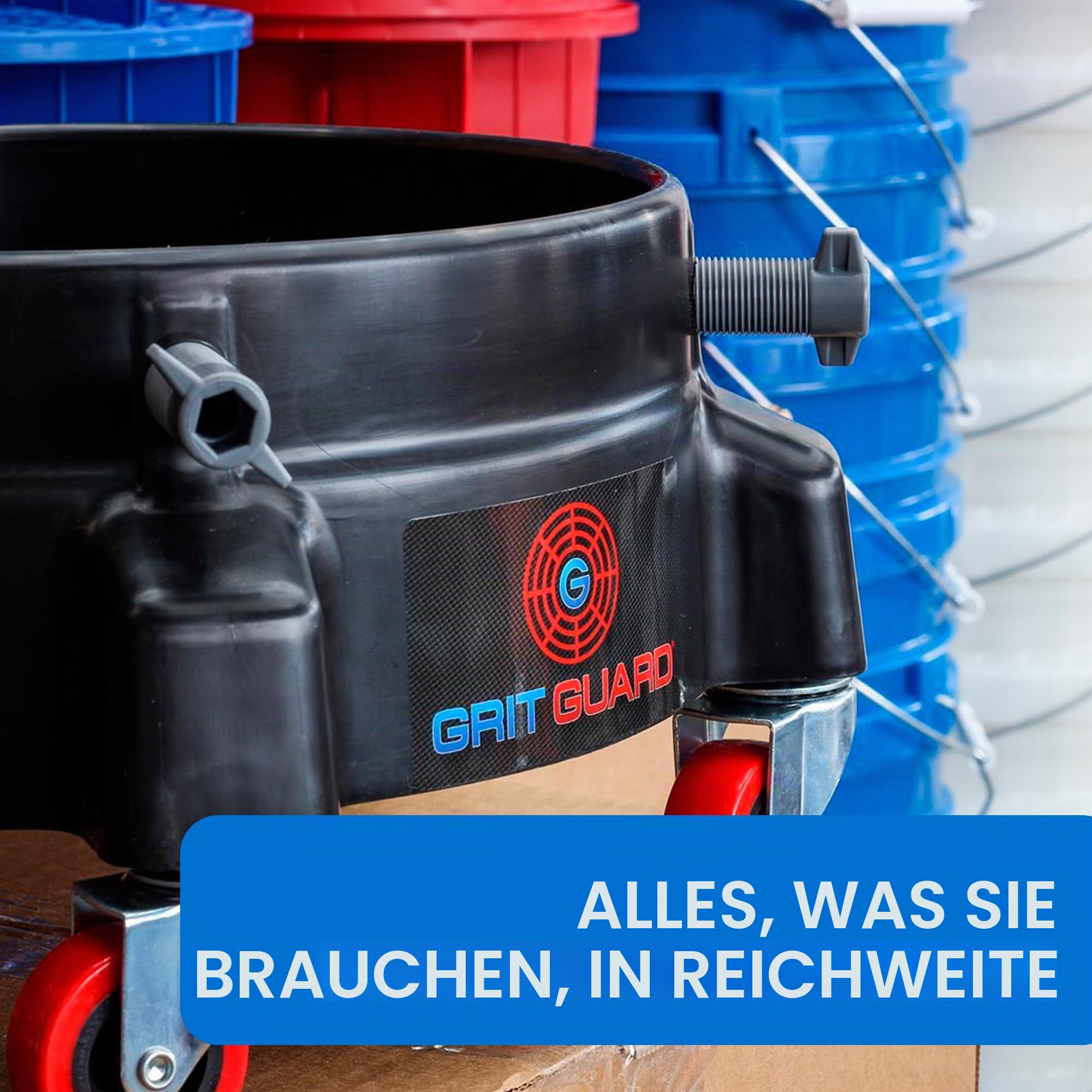 Grit Guard Dolly Wagen für Auto Wascheimer | kompatibel mit gängigen Autowascheimern