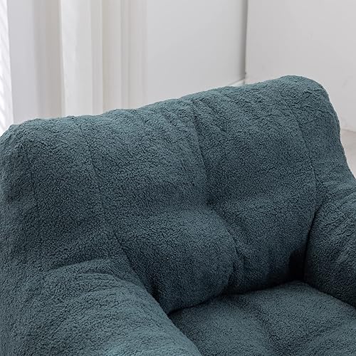 Miniatura 9 de Homtique Puf de espuma suave copetuda con tela de peluche para adultos y niños, cómodo sofá perezoso para sala de estar, dormitorio (verde)