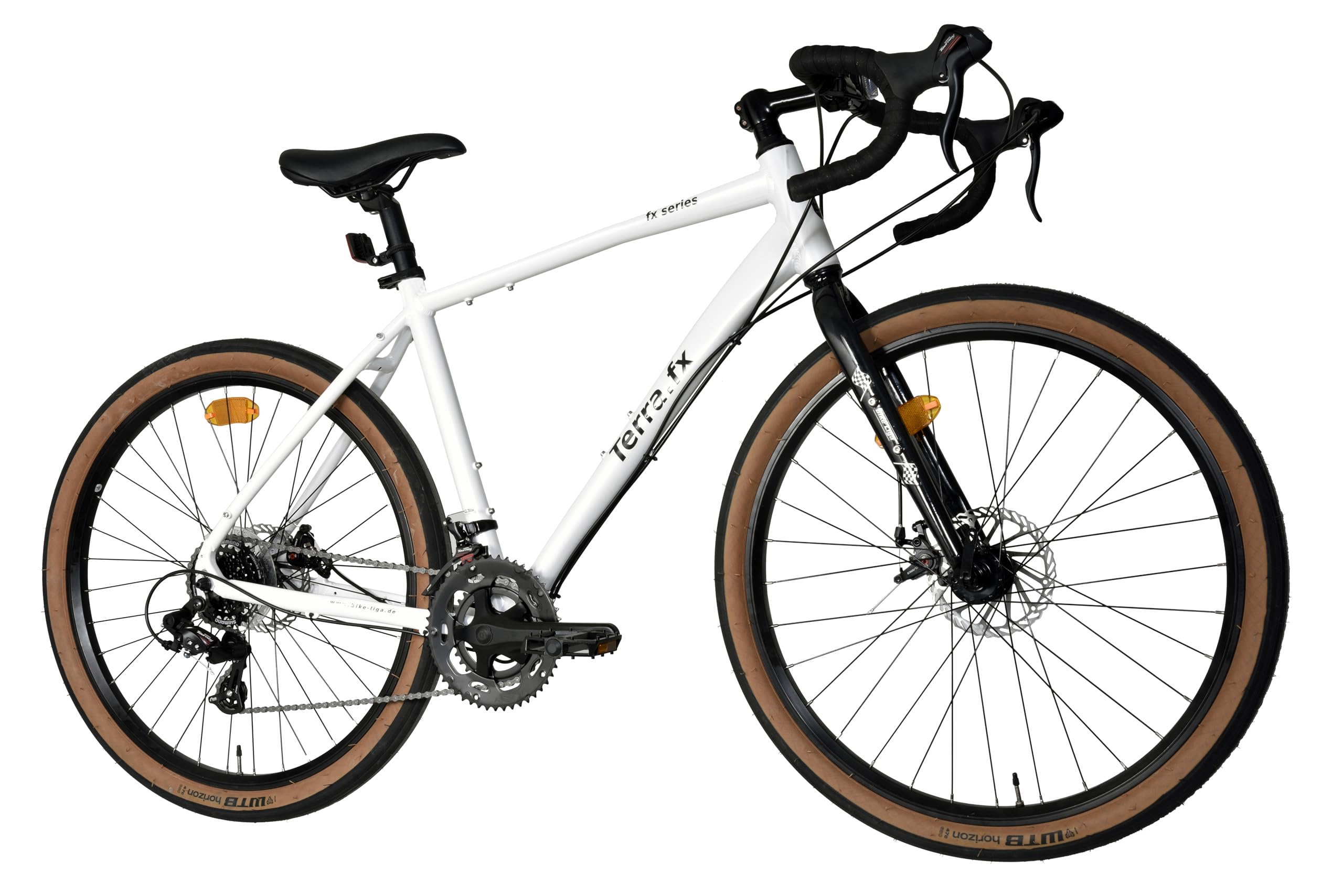 Corelli Bike Liga Terra.fx Gravel Bike Bicicleta, aluminio, 27,5 pulgadas (marrón/blanco), altura del cuadro (51 cm/55 cm), 14 velocidades Shimano-ST-A070