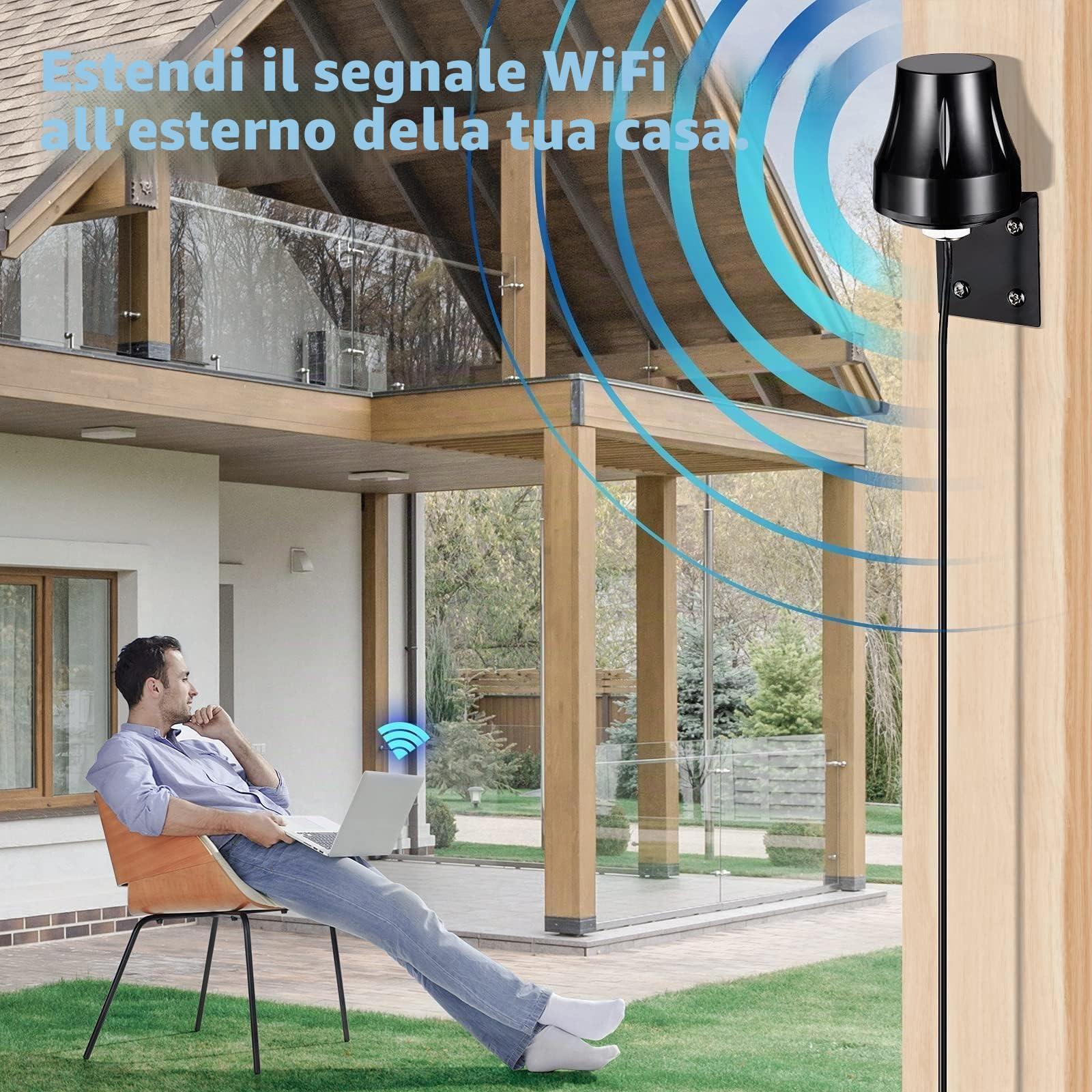 Bingfu Antenna WiFi Exterieur Bibanda 2,4 GHz 5,8 GHz 6dBi MIMO RP-SMA e SMA Omnidirezionale per Telecamera Wireless Esterno Router Amplificatore WiFi Videosorveglianza Scheda di Rete Monitor Energia