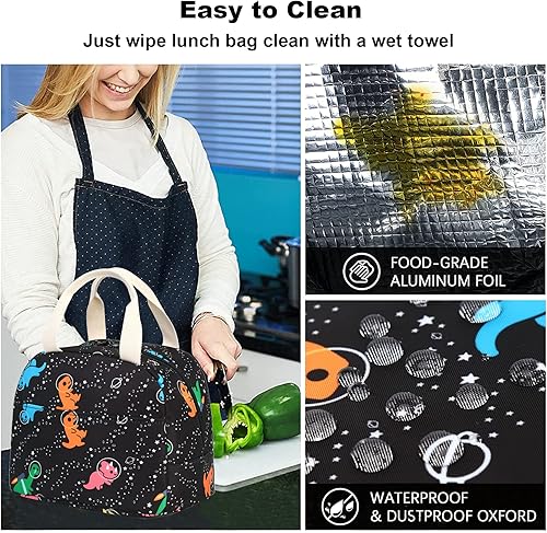 Miniatura 4 de Bolsa de almuerzo para mujeres y niñas, lonchera reutilizable con aislamiento térmico para adultos y niños, trabajo, escuela, picnic, playa