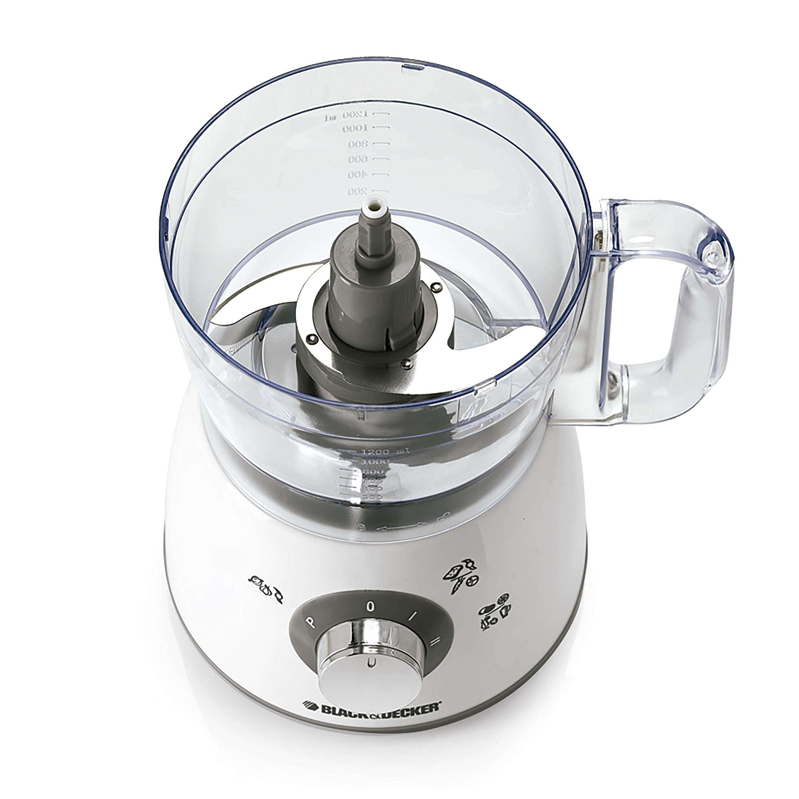 Black+Decker FX400 5in1 Multifunktionale Küchenmaschine 400W Power Motor, Raspeln, Schneiden, Häckseln, Kneten, Emulgieren, 1.2 Liter, 2 Stufen, leicht zu reinigen, sehr kompakt