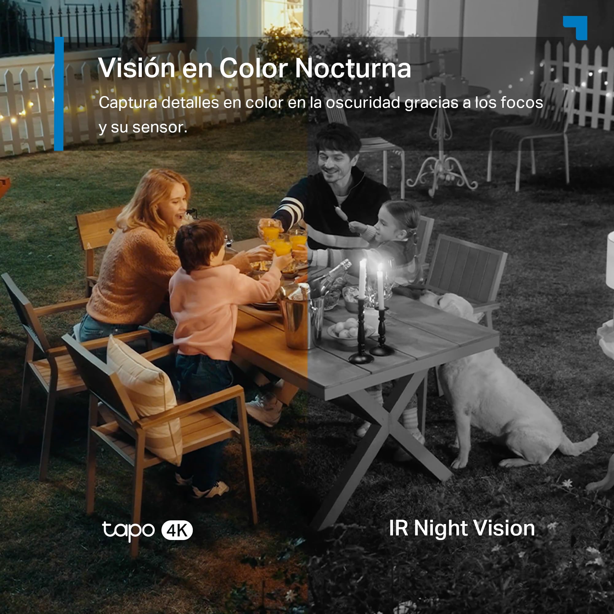 Tapo C560WS - Cámara de Vigilancia WiFi Exterior 360º, 4K 8MP, Detección IA | Detección Movimiento, Personas, Mascotas, Vehículos y más. Reconocimiento Facial. Visión Nocturna Color. Alarma Luz /Sonido.
