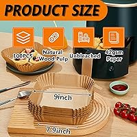 Vista 7 de Forros de papel desechables cuadrados para freidora de aire, forro de aire de 9 pulgadas, almohadillas de papel pergamino antiadherentes resistentes