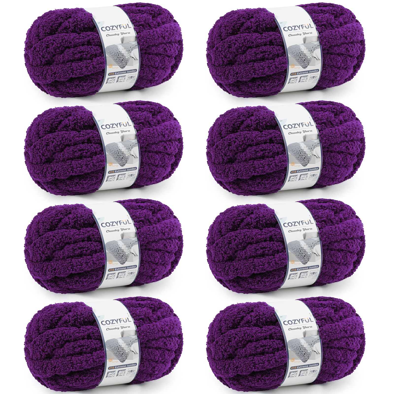 Cozyful Chunky Yarn for Hand Knitting - #10 Chunky Chenille Yarn, Jumbo Big Thick Chunky Yarns for Crocheting, Super Bulky Chunky Knit Blanket Yarns,