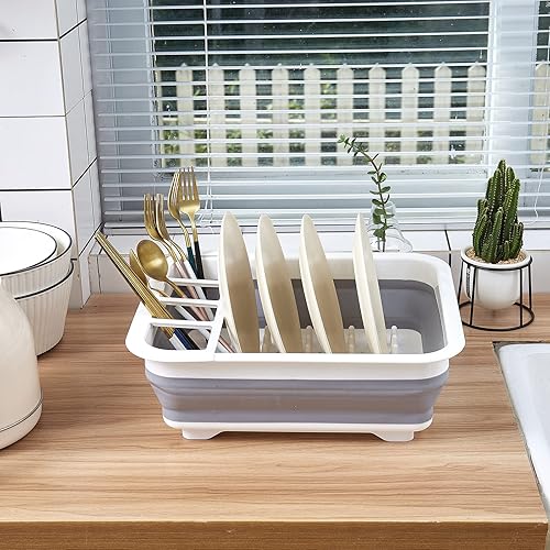 Miniatura 6 de Escurridor plegable para secar platos, diseño plegable que ahorra espacio y cuenta con componentes extraíbles versátiles, organizador de
