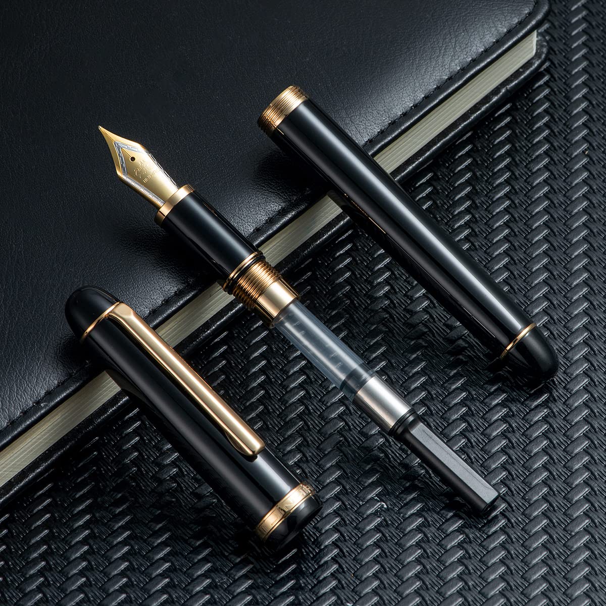筆記具 lion 3570 Jinhao X350 Fountain Pen Fine Nib with Converter, Black with