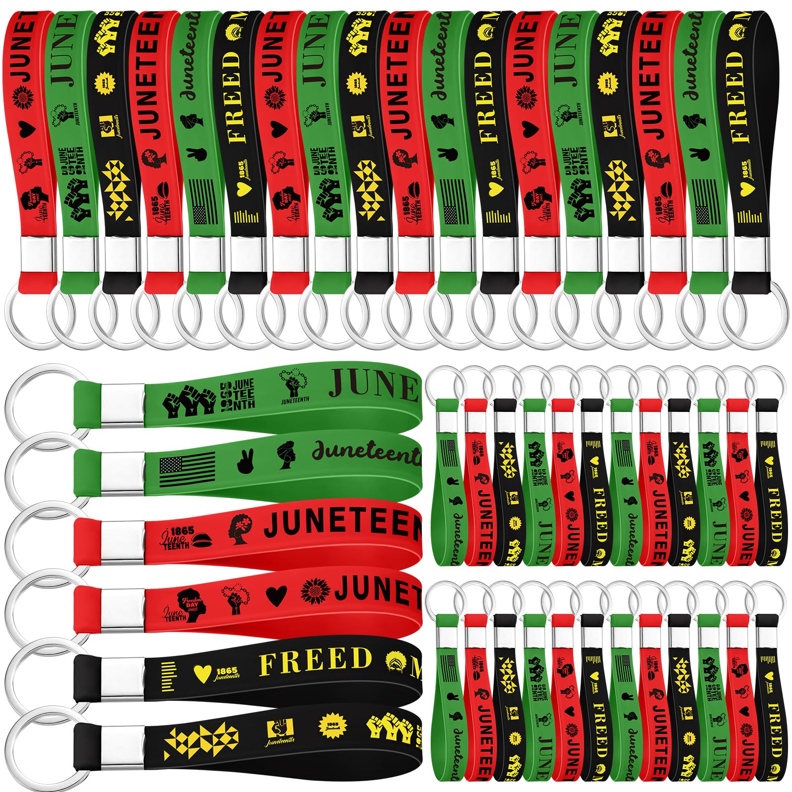 Misdary Happy Juneteenth Day Party Favor Silicone Keychain Bulk African American Silicone Keychain Gift Juneteenth Decor