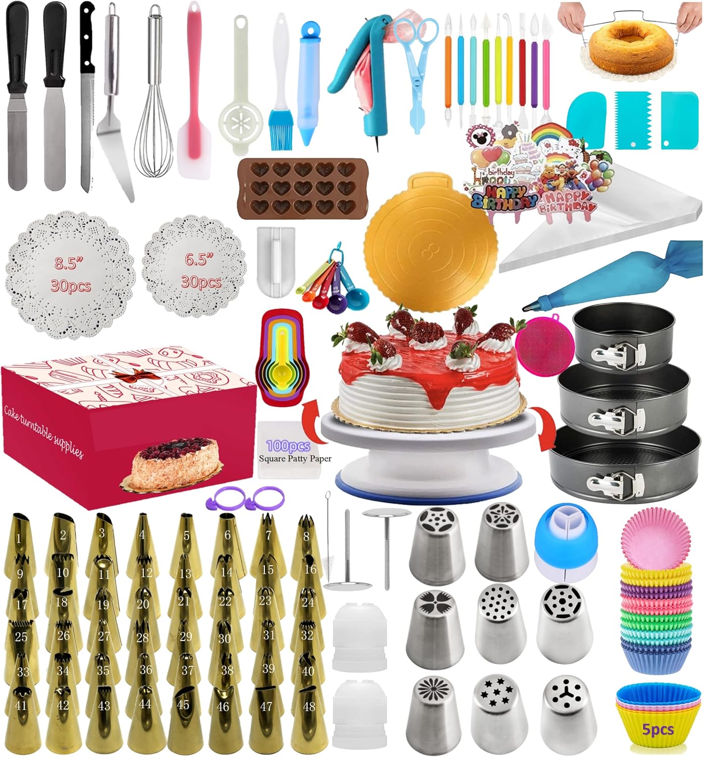 Cake Decorating Kit with Cake Carrier,522 PCS Cake