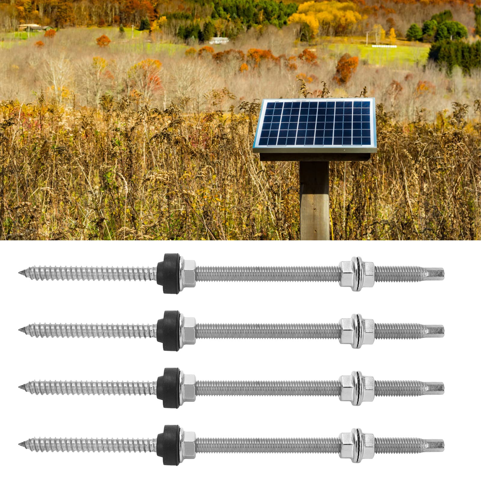 4PCS Double Head Screw Stainless Steel Photovoltaic Mounting Screw for Solar Panel Bracket Installation 25cm Length