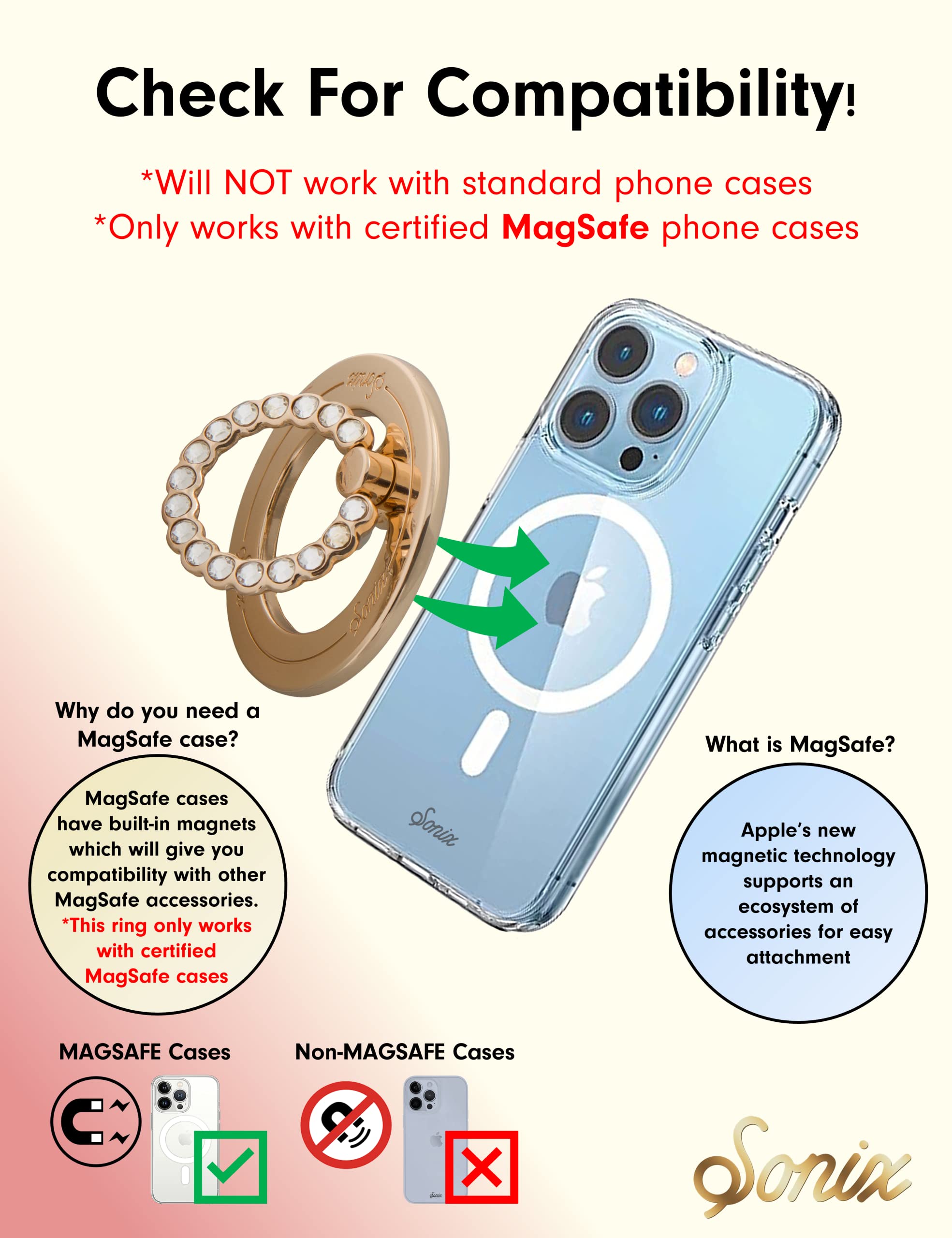 Amazon.com: Sonix Pearl Tort Case + Magnetic Ring (Gold) for