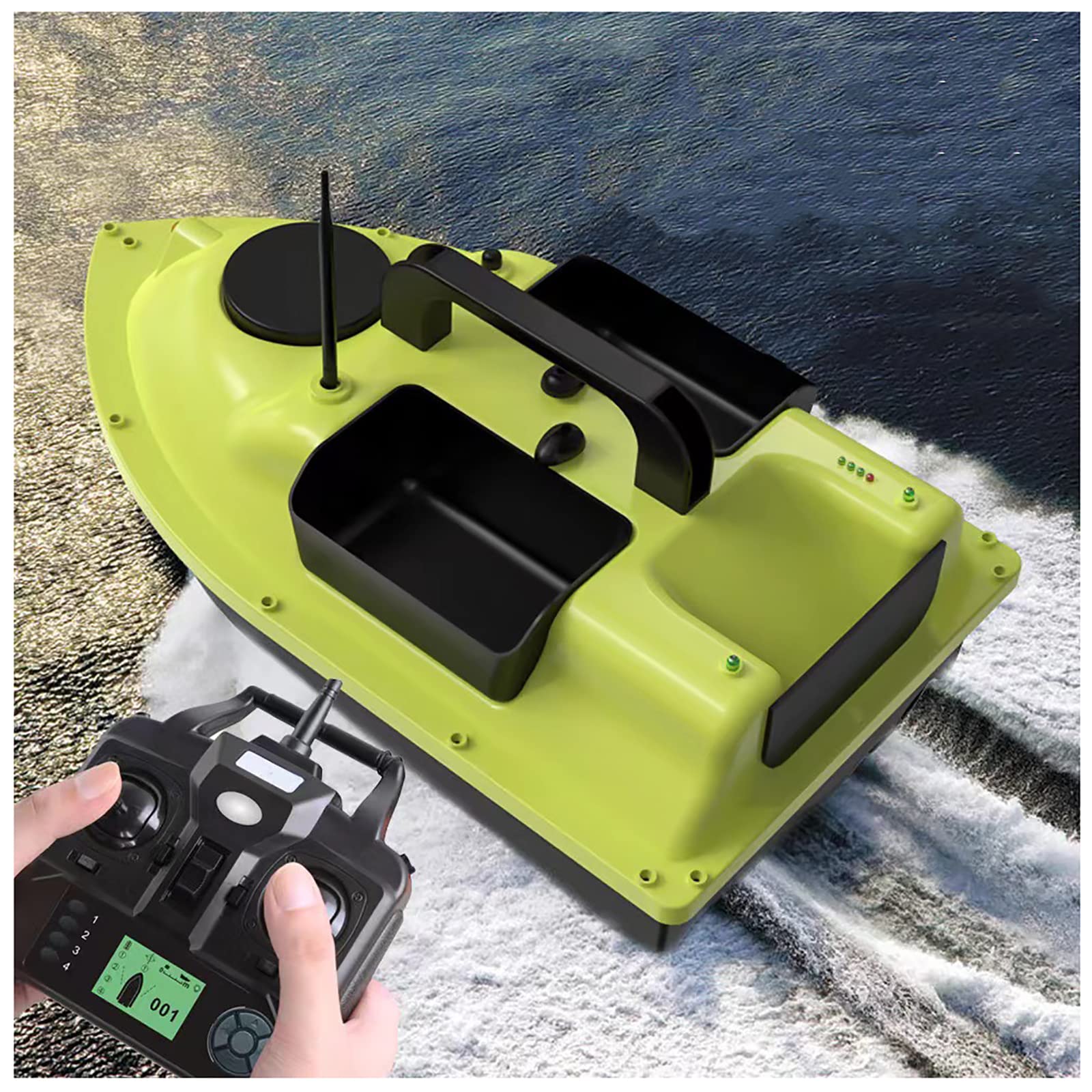 Bateau D'appât De Pêche RC, Détecteur De Poisson De Bateau D'appât De Pêche À Télécommande GPS, Détecteur De Poisson De Charge 2KG, Régulateur De Vitesse Automatique À 2 Moteurs, Retour Automatique