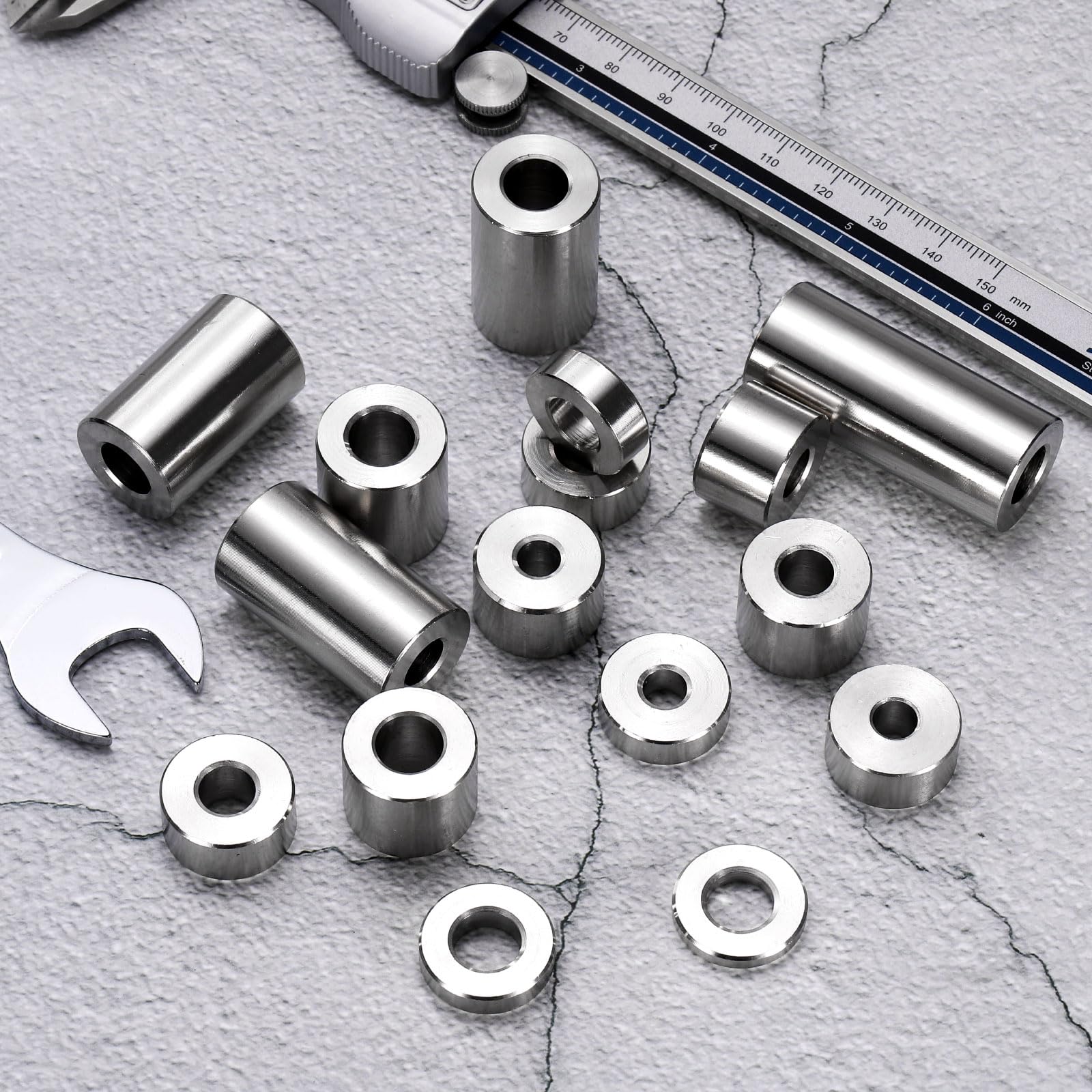 QUARKZMAN 10pcs Espaciador Inoxidable Acero 5/16" ID x 3/4" OD x 2" Longitud Casquillo de Tornillo Acabado Liso, Espaciador Metal Redondo para M8 Tornillos, Pernos y Varillas