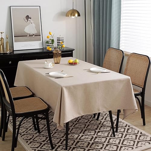 Miniatura 6 de Jeloris Mantel rectangular de lino de algodón, impermeable y a prueba de derrames, estilo nórdico, suave y resistente a las arrugas, mantel de tela