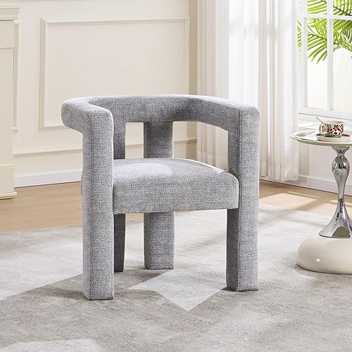 Silla de comedor moderna con acento, sillón tapizado con barril, cómoda silla auxiliar para sala de estar, cocina, recepción, silla de tela Boucle