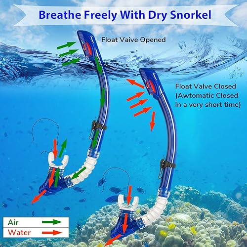 Miniatura 5 de Equipo de esnórquel miope, juego de esnórquel seco para jóvenes adultos, máscara de buceo antivaho miope y esnórquel de silicona con parte superior