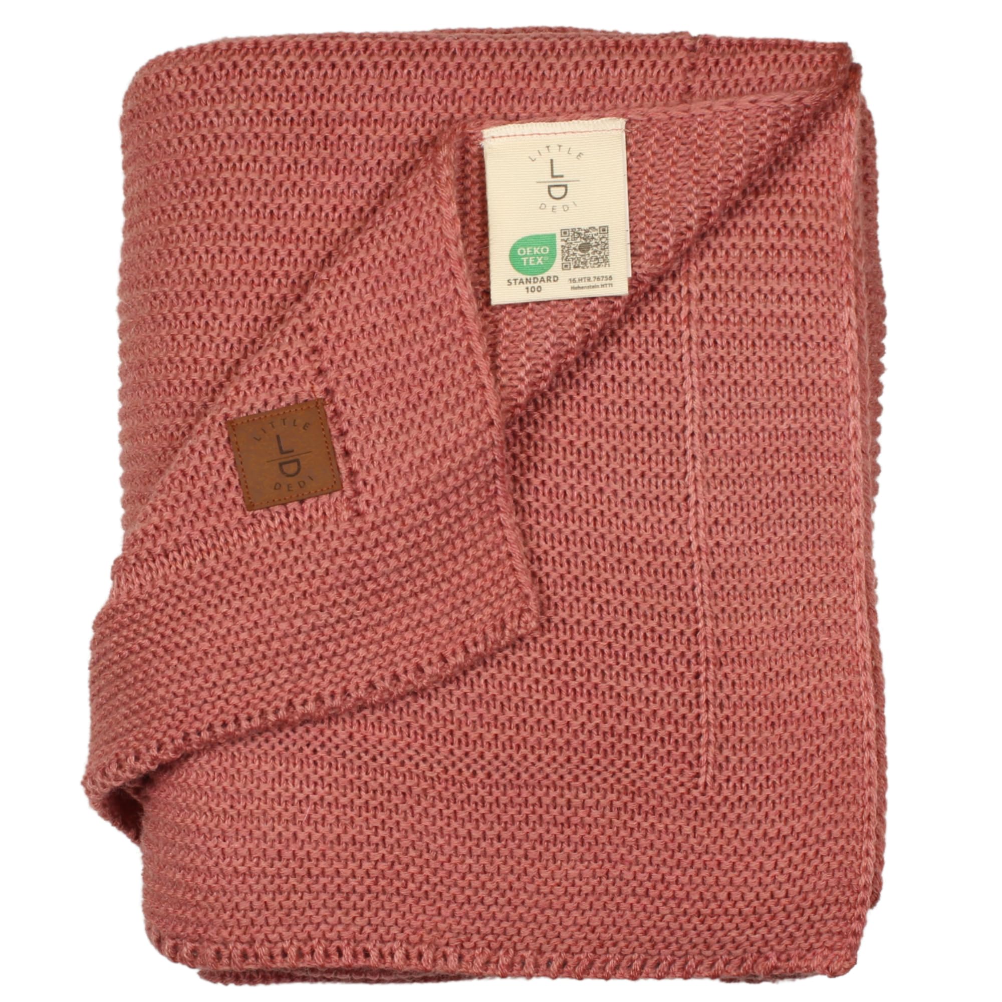 Little Dedi Baby Soft Knitted Blanket, 30 x 40 In, Dusky Pink, Soft & Breathable, Oeko-Tex Certified, Lightweight & Cuddly, Perfect for Newborns, Toddlers, Cot, Pram & Baby Room