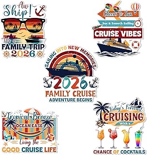 2026 Cruise Door Decorations Magnetic - 5Pcs Retro Family Carnival Ship Magnets Decorations for Cabin Wall Party Decor - Large Magnetic Cabin Decor, Tropical Vacation Party Supplies & Cruise Gifts