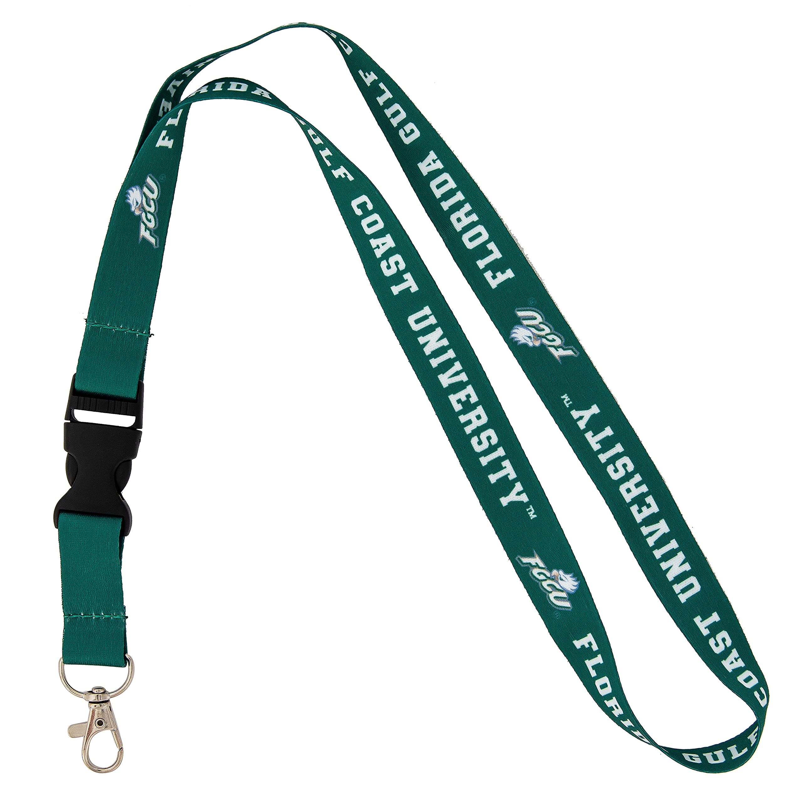 Florida Gulf Coast University Lanyard FGCU Eagles Car Keys ID Badge Holder Keychain Detachable Breakaway Snap Buckle (Green)