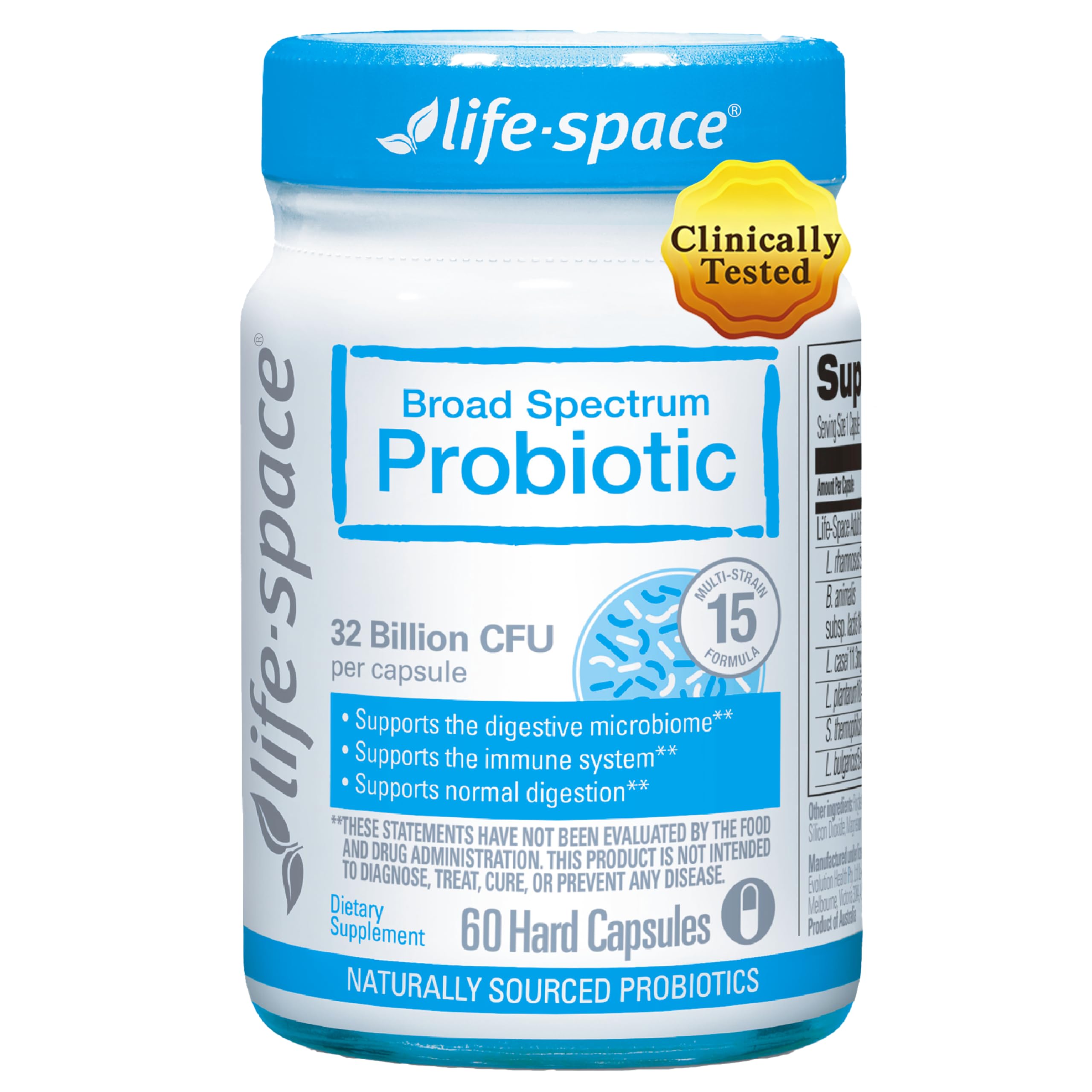 Life-Space Premium Broad Spectrum Probiotics for Adults, 32 Billion CFU & 15 Strains, 2 Months Serving, 4 Billion CFU Lactobacillus Rhamnosus(LGG) for Digestive and Immune Support - 60 Capsules