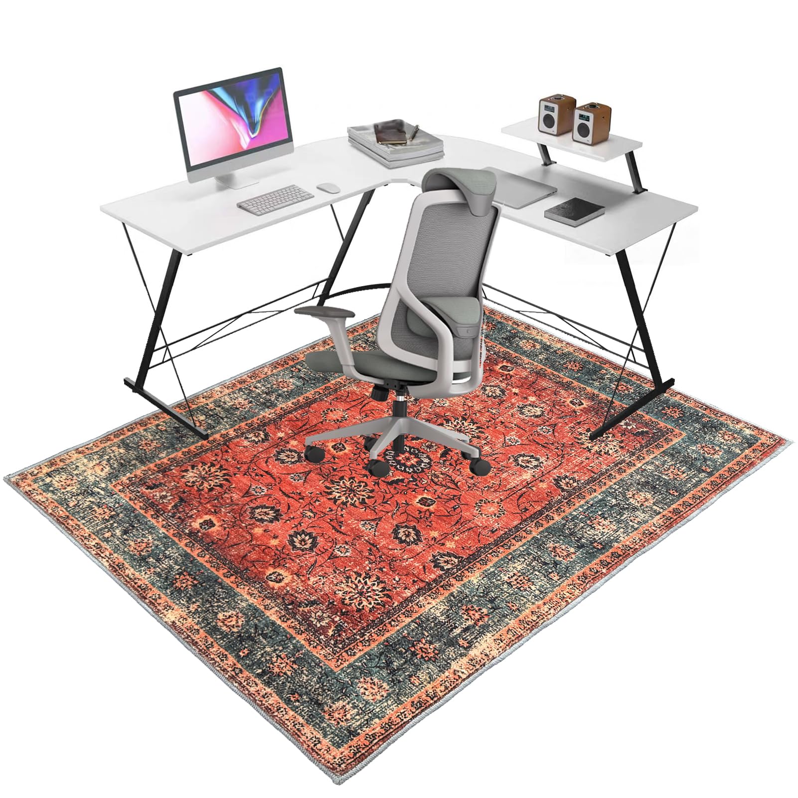 QYJBOUU Heavy Duty Office Chair Mats for Carpeted and Hardwood Floor, Desk Carpet Protector Chair Mat for Home Office Gaming Computer Rolling Chair Rug Non Slip Floor Protection Mat 120 x 150 cm