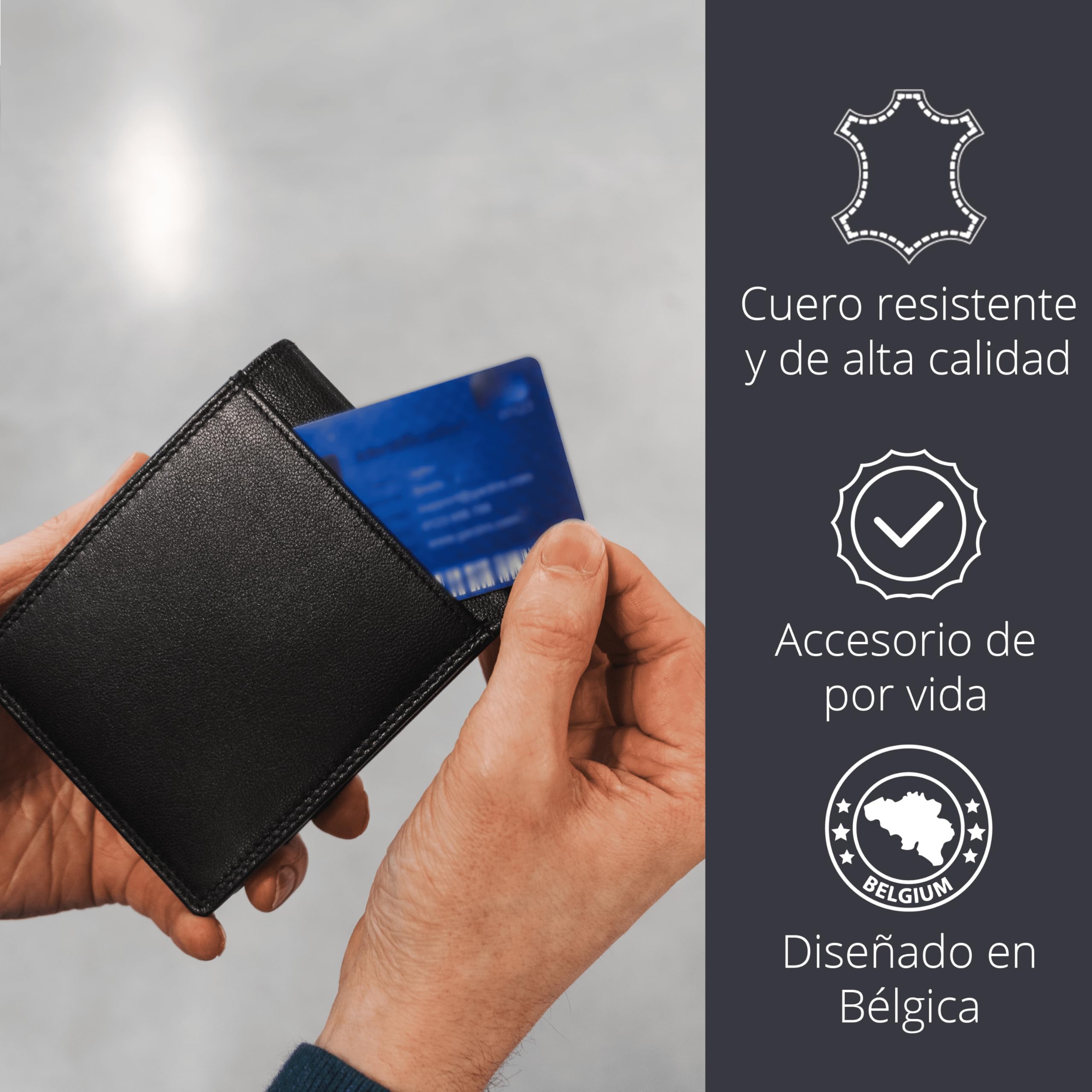 GARZINI - Cartera para Hombre de Cuero con Bloqueo RFID - Billetera con 15 Compartimentos para Tarjetas - Monedero con Cremallera y Espacio para Billetes - Regalo Ideal - Negro