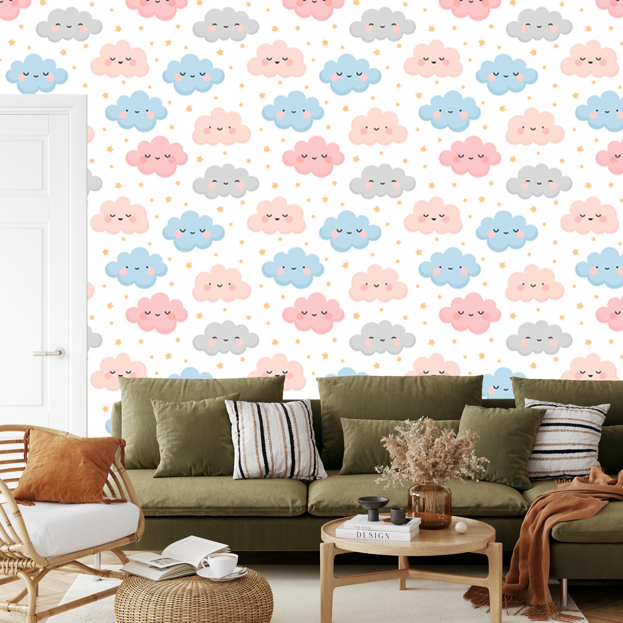 Decoración de Pared, Nubes coloridas, 50 x 1000 cm