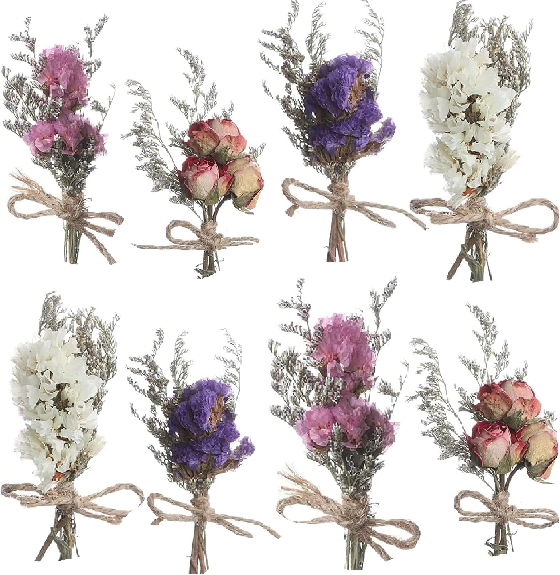 8Pcs Mini Dried Flowers Natural Forget-me-nots Dried Flowers Bouquet Don't Forget Me Flower Bouquets Natural Gypsophila Real Plant Stem Bunch for DIY Wedding Decor(be Some Slight Damage in Reality)