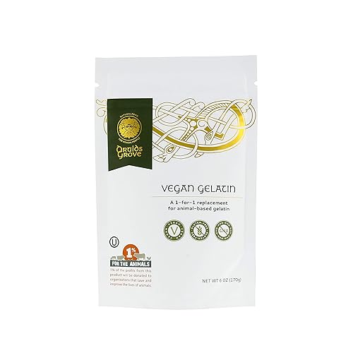 Druids Grove Gelatina vegana vegana Sin OMG Sin gluten OU Kosher Certificado 6 oz.