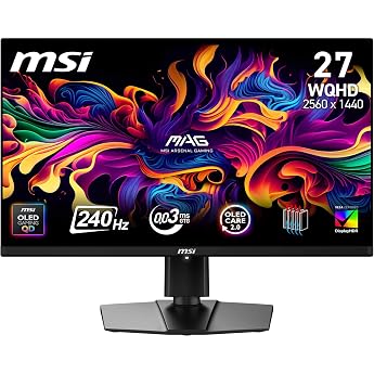 MSI MAG 271QP QD-OLED X24 Gaming Monitor 26.5 Inch WQHD - Quantum Dot OLED 2560 x 1440 240Hz / 0.03ms 99% DCI-P3  E 2 DisplayHDR True Black 400 - DP 1.4a HDMI 2.1