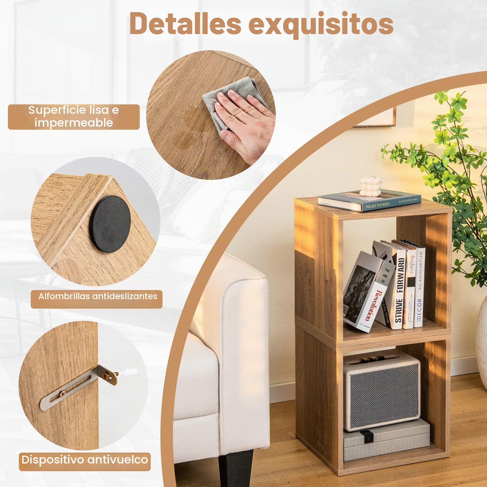 GOPLUS Juego de 2 organizadores de Almacenamiento Decorativos de Cubo, Cubos de Almacenamiento apilables estantes de Almacenamiento
