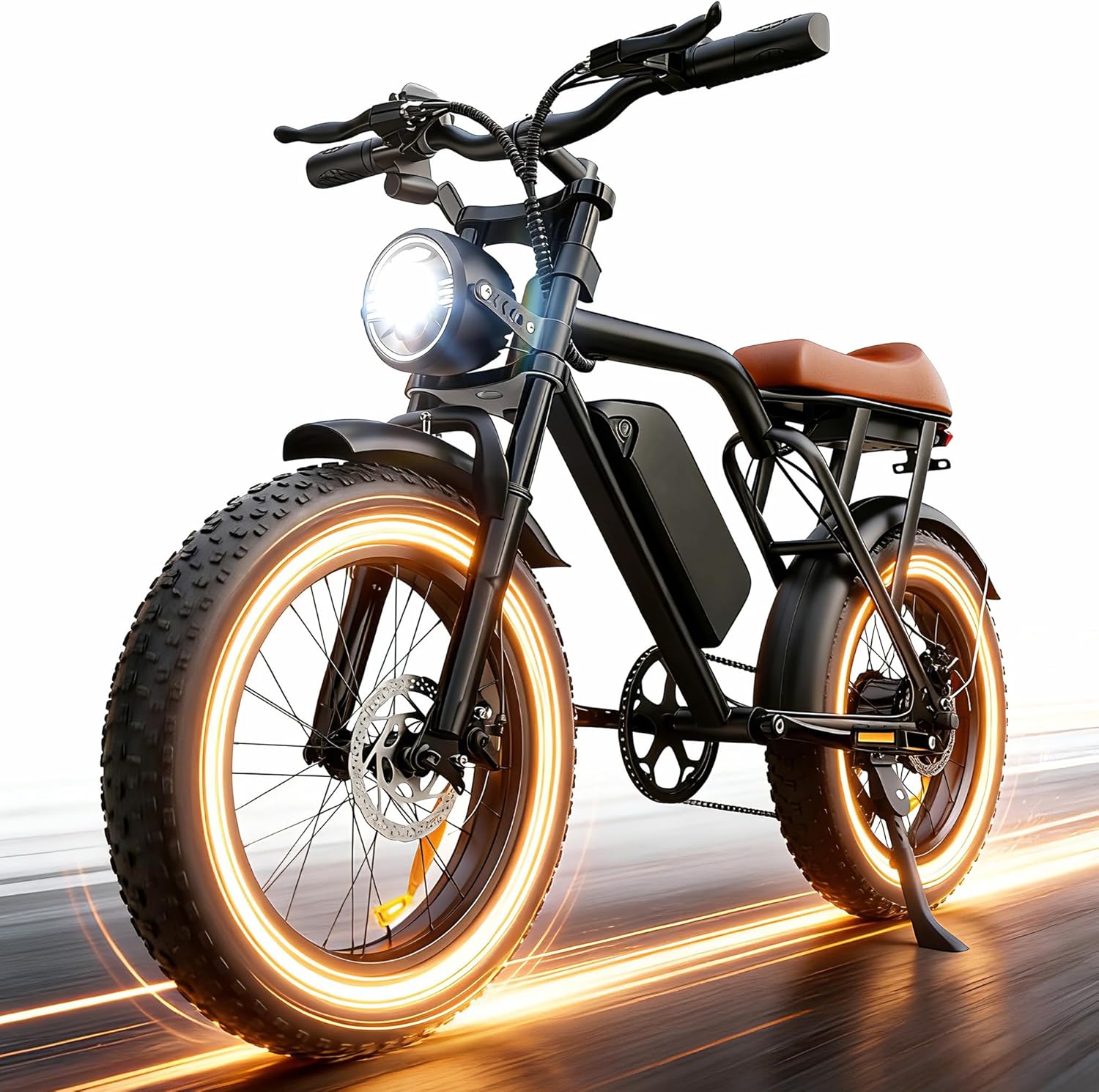 RKJ Electric Bike for Adults, 2200W, 30/32MPH, 75 Miles, 48V 15.6AH Removable Battery, 7-Speed, 3 Modes, Full Suspension, Dual Disc Brakes, 20" All-Terrain Fat Tires, UL 2849 Certified