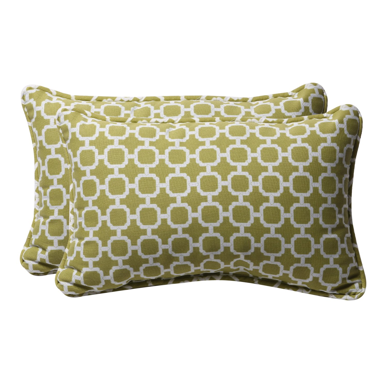Pillow Perfect Outdoor/Indoor Hockley Pear Lumbar Pillows, 11.5" x 18.5", Green, 2 Pack