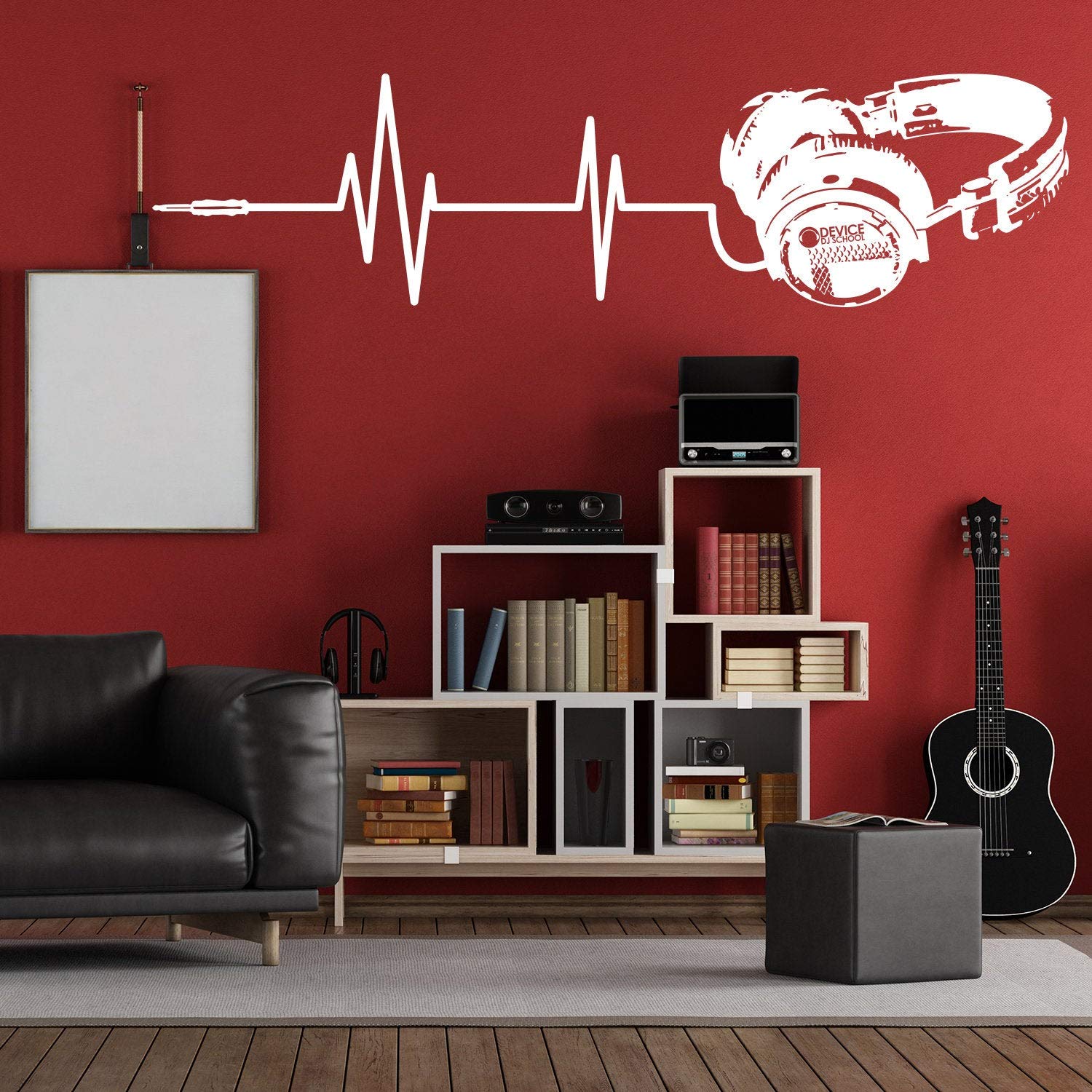 Cuffie Vinile Vinile Sticker da Parete - Musica Art Dj diecut Decal Resistente alle intemperie - Silhouette Cut Decor Mural - Musica Sticker - Headphone Sticker