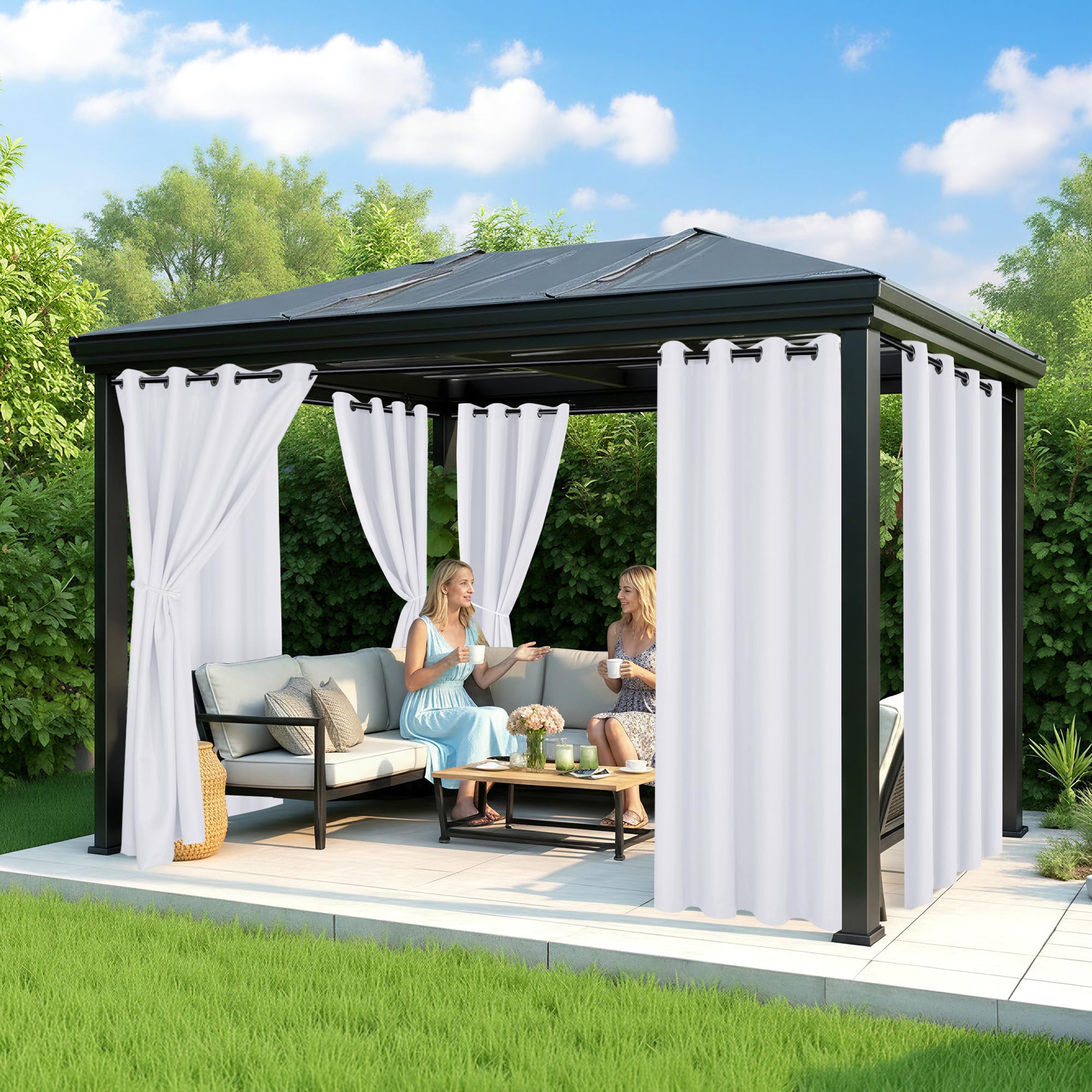 Best Outdoor Curtains for Your Patio in 2026 3 RichSets White Outdoor Curtains for Patio Waterproof, 6 Drape Panels — product photo