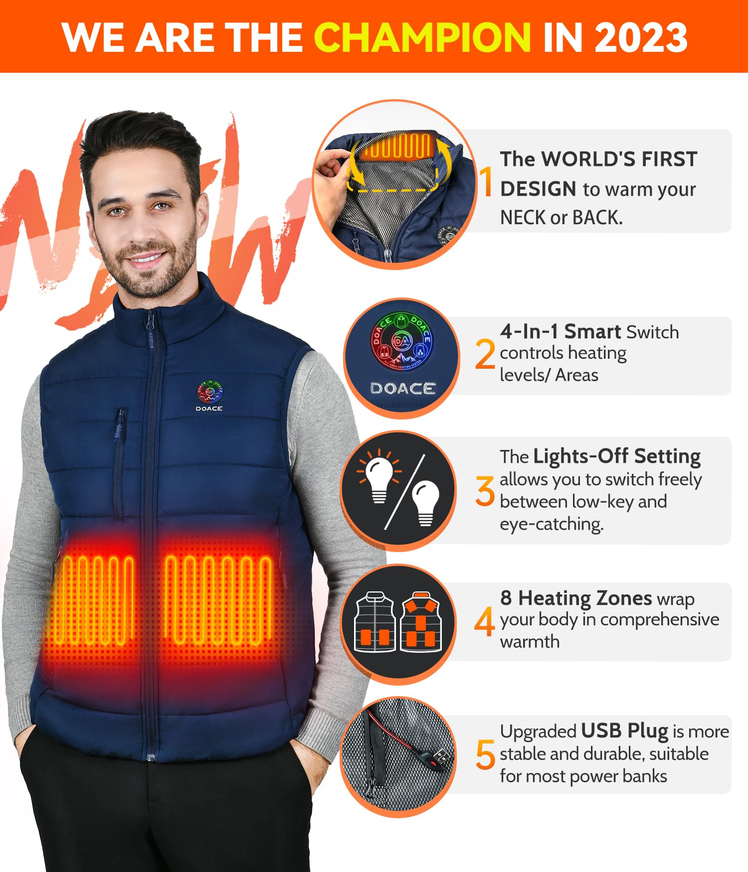 Heated Vest For Men, Smart Electric Heating Vest