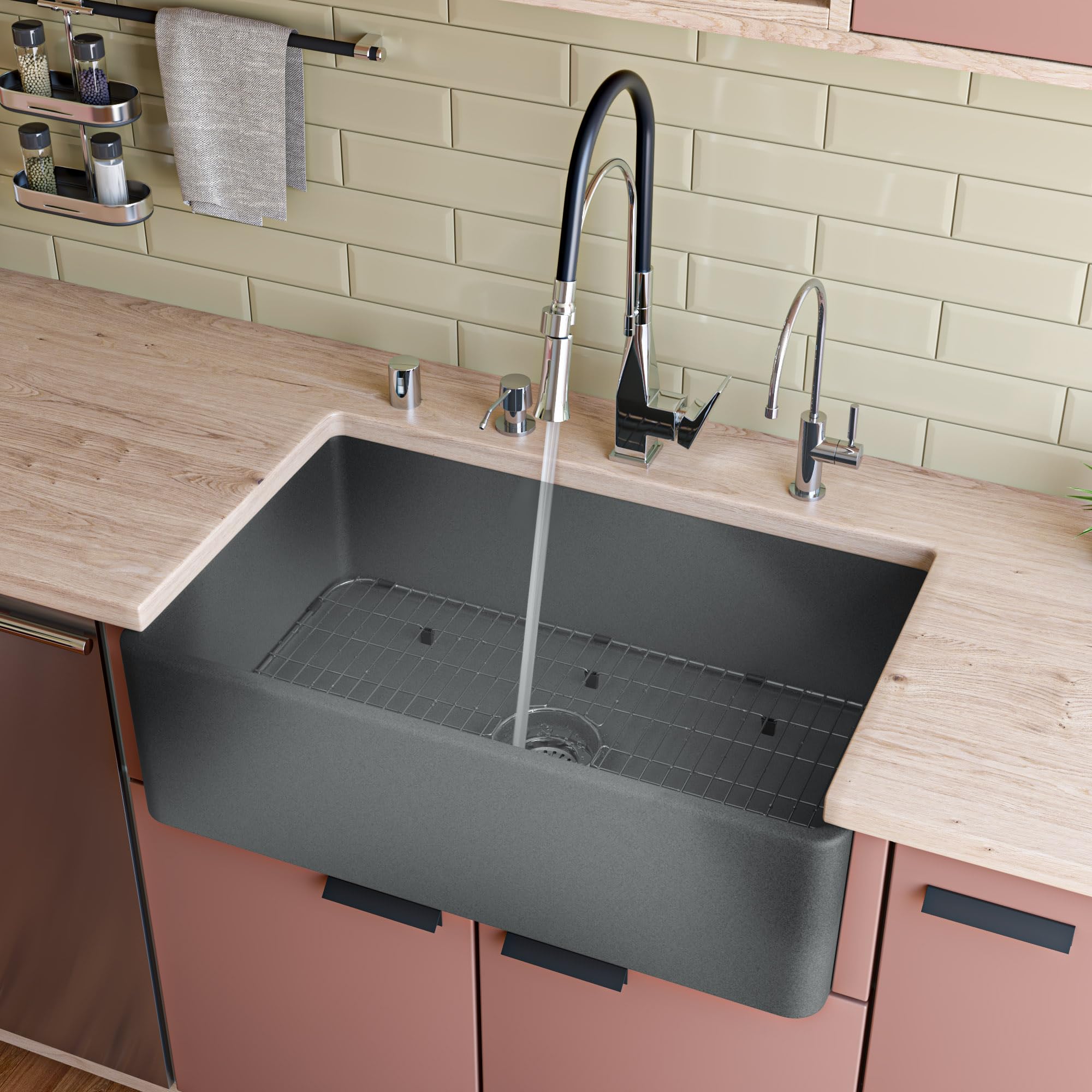 ALFI brand ABCO3320SB Concrete Color 33 inch Reversible Single
