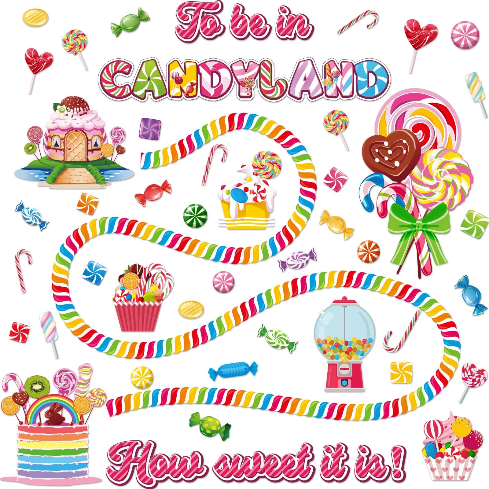 Blulu Candyland Party Decorations Candy Cutouts Bulletin Board ...