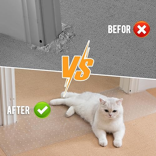 Miniatura 3 de Uross Protector de alfombra para mascotas de 3.28 pies, protector de alfombra de gato para puerta, antiarañazos de gato, protector de alfombra de