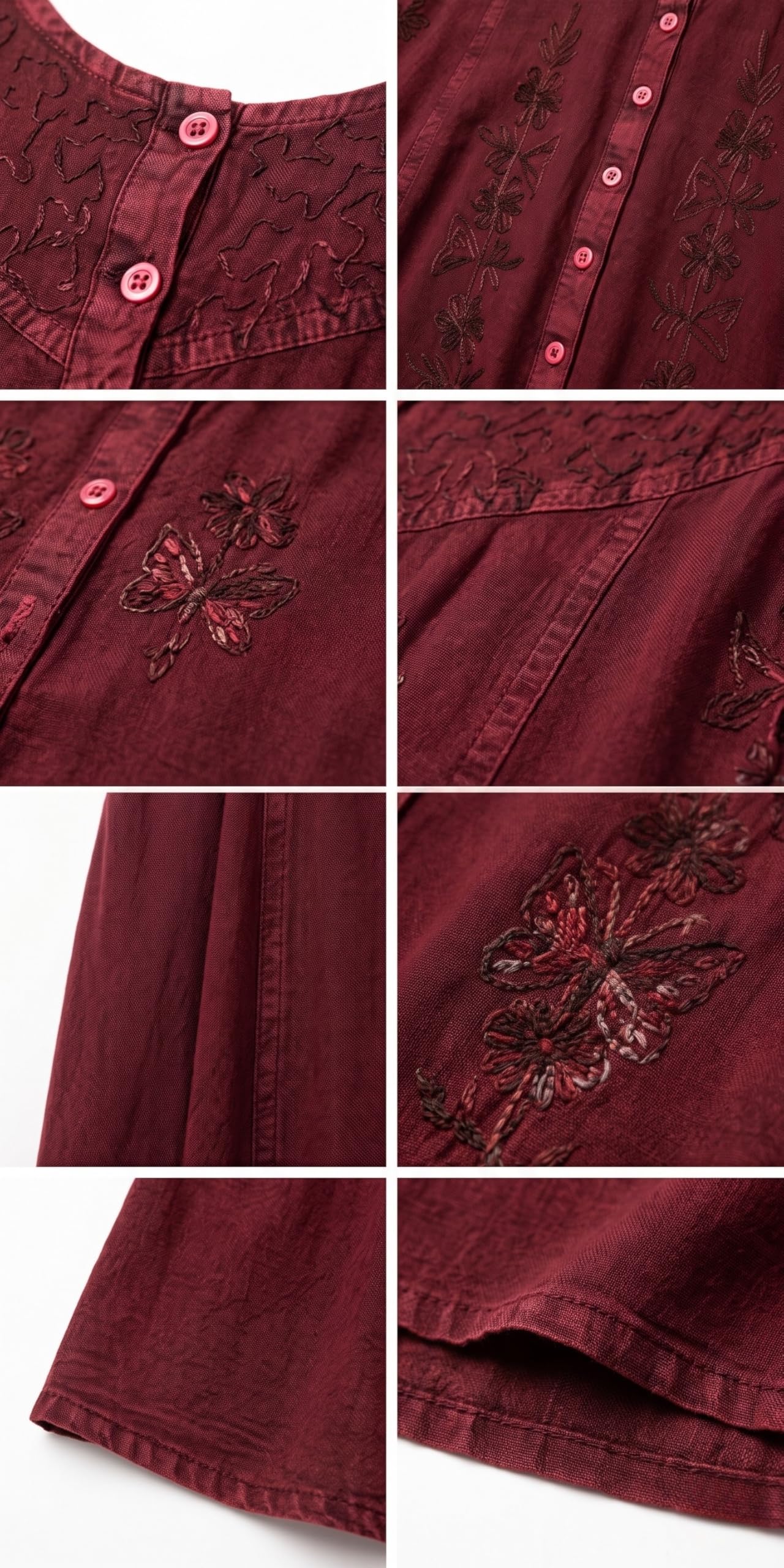 Sakkas Maya Robe Rayonne Boutonnée Brodée Florale sans Manches