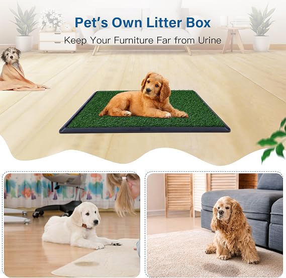 FluffyDream Artificial Grass for Dogs Potty with Tray – 20x25 inch,Strong Absorbency Grass Pee Pad with Tray, Potty Training Pad, Dog Litter Box (Medium)