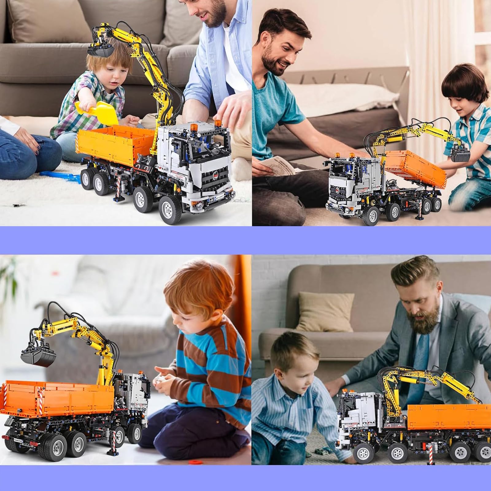 Mould King 19007 Technik Kran Pneumatischer LKW Bausteine, Engineering Truck mit Fernsteuerung und Motoren, 2819 Teile groß MOC Fernbedienung Auto Klemmbausteine Bricks Spielzeug