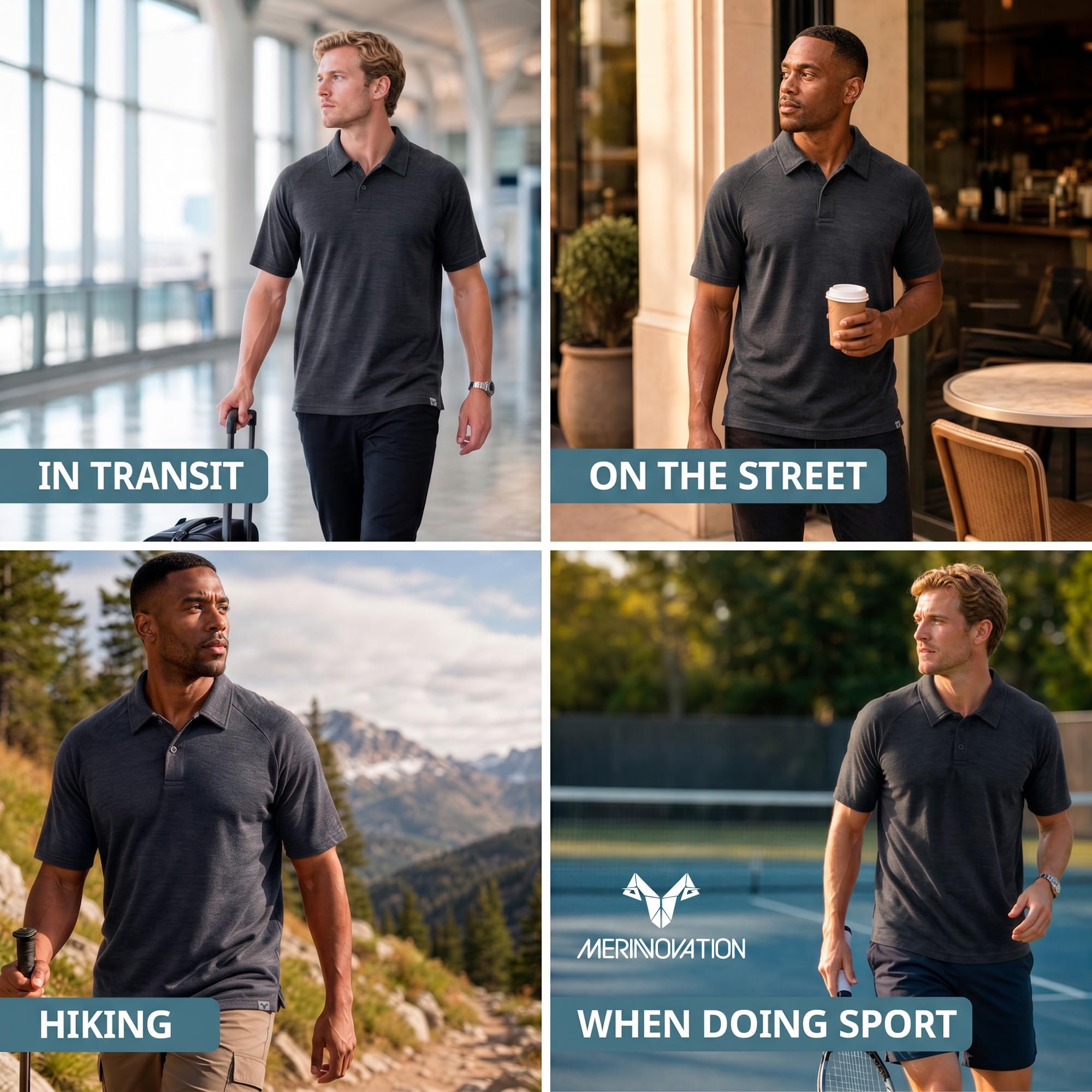 MERINNOVATION Herren Poloshirt Polohemd