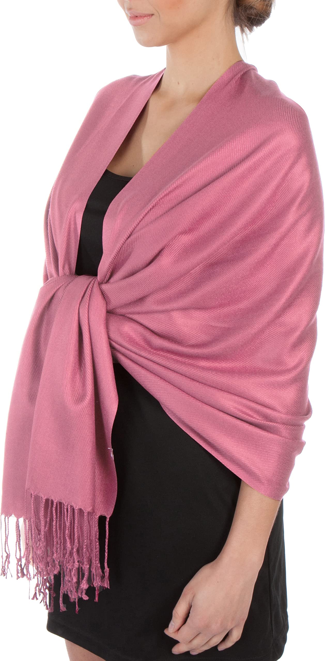 Sakkas Silky Soft Solid Pashmina Feel Shawl/Wrap/Stole - Bubblegum Pink