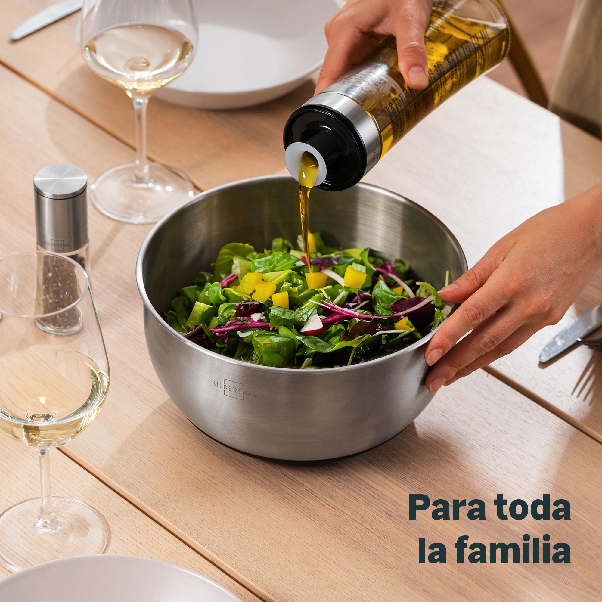 SILBERTHAL Centrifugadora ensalada acero Inoxidable 4,5L - Escurridor lechuga grande - Antideslizante