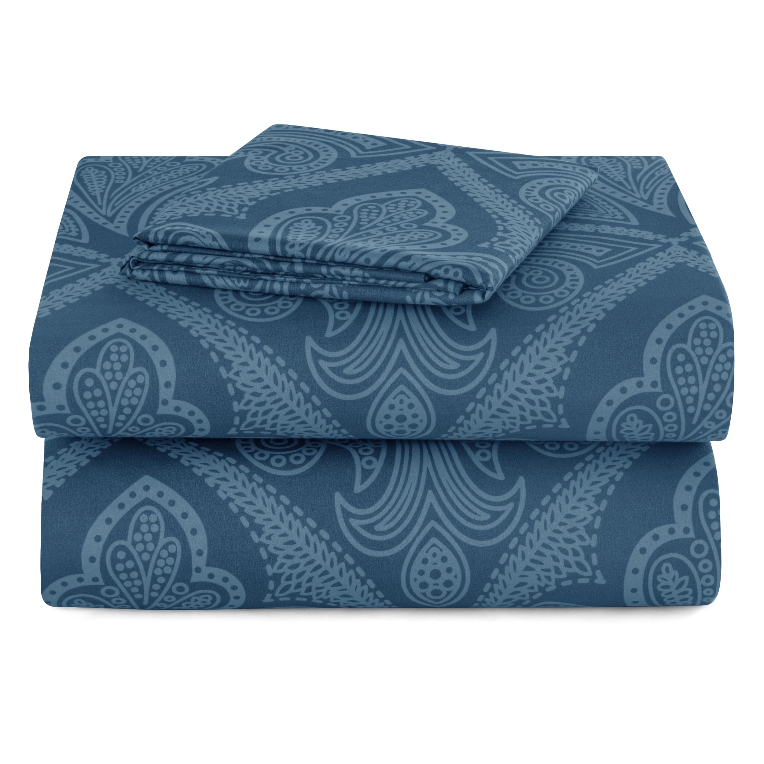 Hannah Linen Paisley Twin XL Sheet Set 3 PC Soft Microfiber Wrinkle Free Sheets - Luxurious Printed Bed