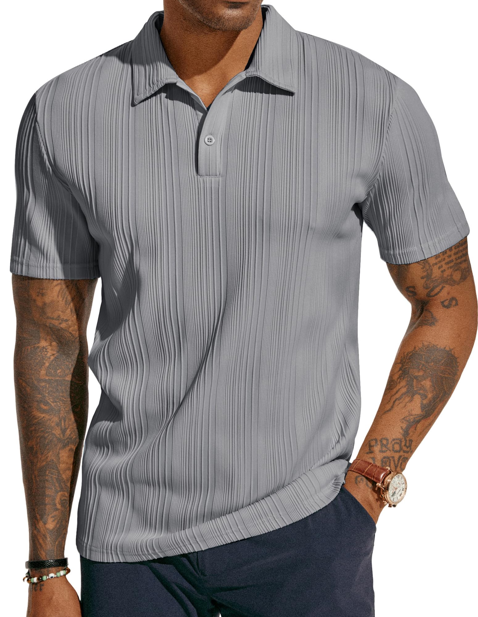 PJ PAUL JONES Mens Polo Shirts Short Sleeve Textured Knit Polos