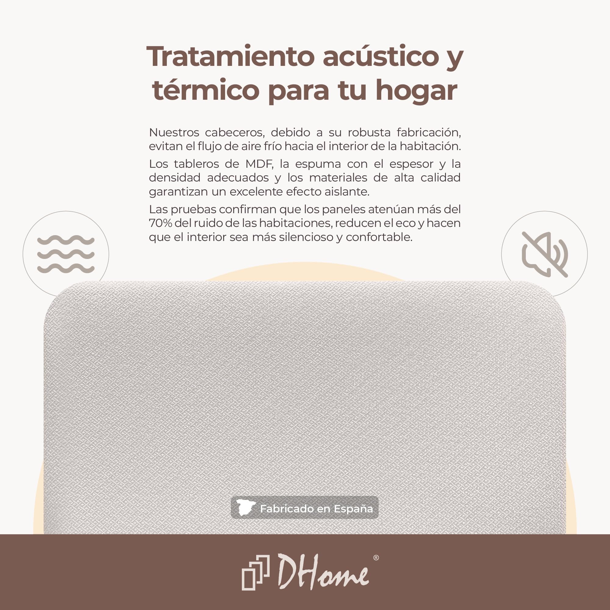 DHOME Cabecero Tapizado Liso Redondeado Luxury Edition para Pared Acústicos Cabeceros Absorbentes Cabezal Cama Dormitorio (Silver Nacar, 95cm)