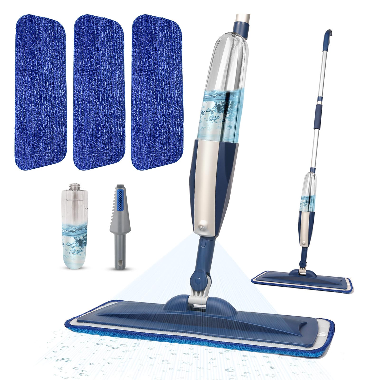Spray Mops for Floor Cleaning Floor Mop with a Refillable Spray Bottle and 3 Washable Microfiber Pads Home or Commercial Use Dry Wet Flat Mop for Hardwood Laminate Wood (RED)